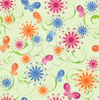 Royalty Free Clipart Image of a Flower and Butterfly Background