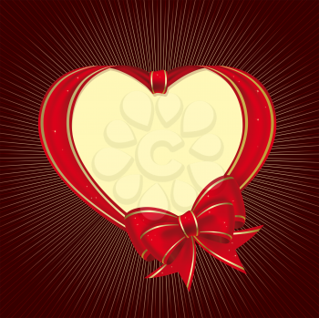 Royalty Free Clipart Image of a Bow Heart Frame