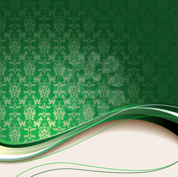 Royalty Free Clipart Image of a Green Background With a Wavy Bottom