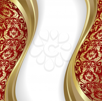 Royalty Free Clipart Image of a Red, Gold and White Background