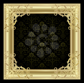 Royalty Free Clipart Image of a Gold and Black Frame