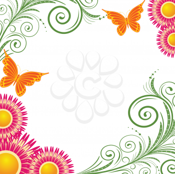 Royalty Free Clipart Image of a Floral Flower Frame