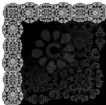 Royalty Free Clipart Image of a Black and White Vintage Frame