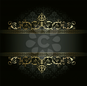 Royalty Free Clipart Image of a Victorian Frame on Black