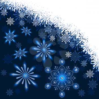 Christmas dark blue background with  snowflakes 