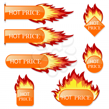 Burning with fire design sale stickers and tags. 