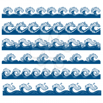Set from of the four borders with the waves (can be repeated and scaled in any size)