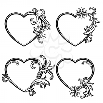 Collection of heart shaped frames. Black and white