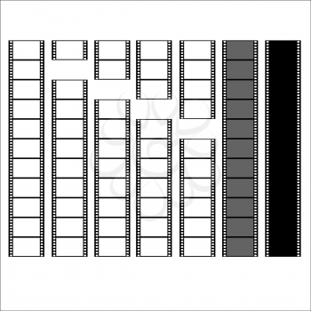 Set of photographic frames. Black and white. Isolated.