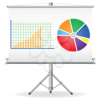 Royalty Free Clipart Image of a Projector Screen Displaying Graphs