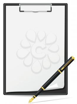 Royalty Free Clipart Image of a Clipboard and pen