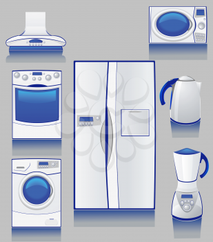 Royalty Free Clipart Image of a Kitchen Appliances Set