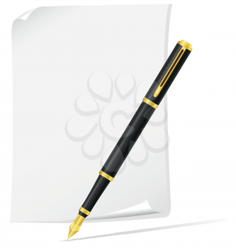 Royalty Free Clipart Image of an Ink Pen and Paper