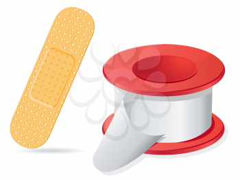 Royalty Free Clipart Image of a Bandage and Gauze