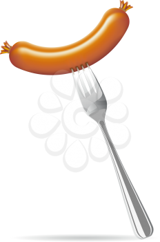 Royalty Free Clipart Image of a Sausage on a Fork
