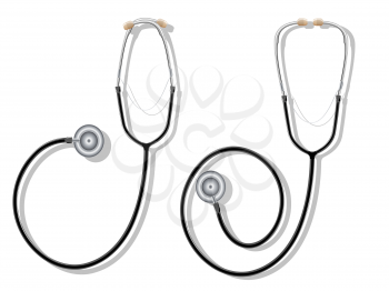 Royalty Free Clipart Image of Two Stethescopes