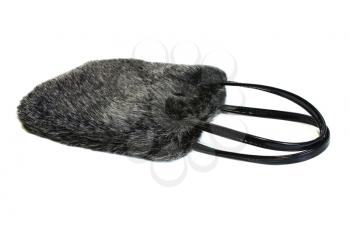 black bag from fur isolated on white background