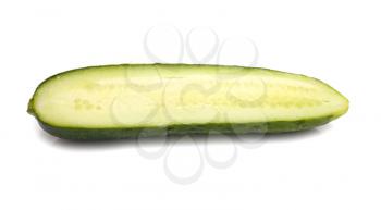 cut green cucumber isolated on white background