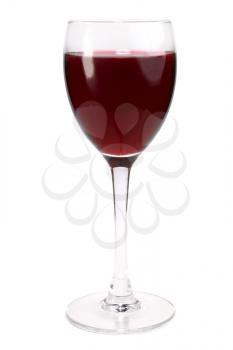glass with red wine isolated on white background