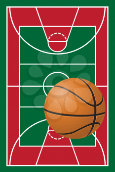basketball court and ball vector illustration