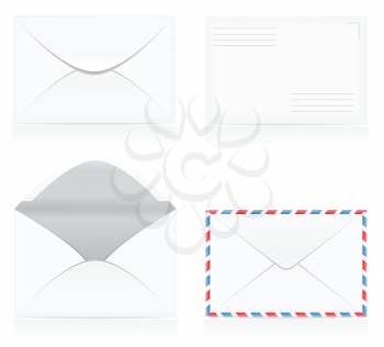 set of white blank envelopes isolated on background