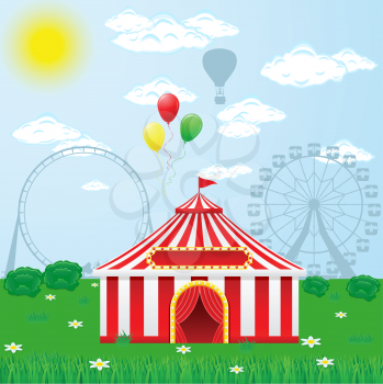 circus tent on nature vector illustration