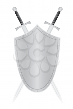 shield and two swords vector illustration isolated on background