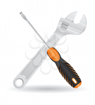 tools screwdriver and screw wrench icons vector illustration isolated on white background