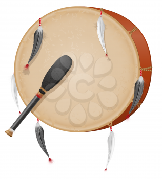tambourine american indians vector illustration isolated on white background