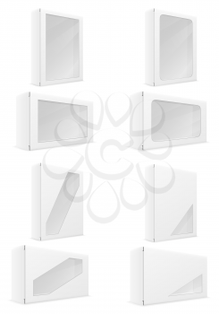 white paper carton box packing set icons vector illustration isolated on background