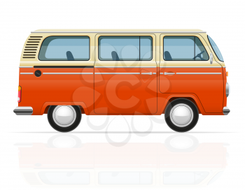 retro minivan vector illustration isolated on white background