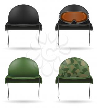 set icons military helmets vector illustration isolated on white background