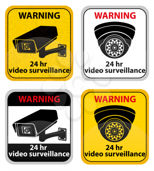 video surveillance warning sign vector illustration isolated on white background