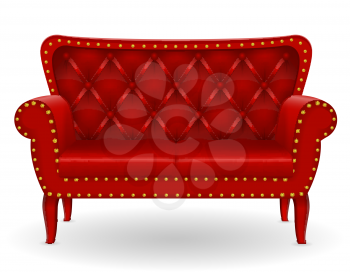 red sofa furniture vector illustration isolated on white background