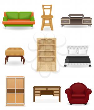 set icons furniture vector illustration isolated on white background