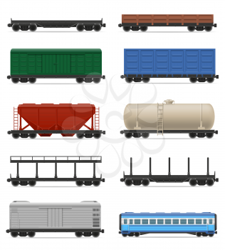 set icons railway carriage train vector illustration isolated on white background