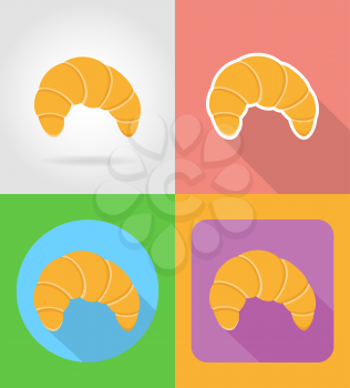 croissant fast food flat icons with the shadow vector illustration isolated on background