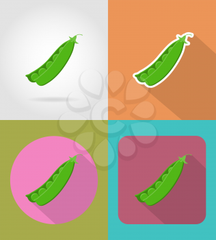 peas vegetable flat icons with the shadow vector illustration isolated on background