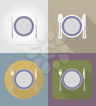 plate with fork knife objects and equipment for the food vector illustration isolated on background