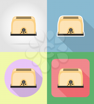 toaster household appliances for kitchen flat icons vector illustration isolated on background