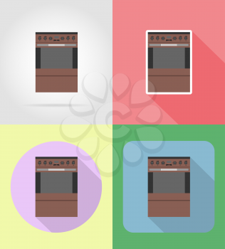 stove household appliances for kitchen flat icons vector illustration isolated on background
