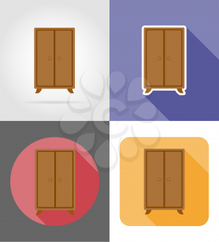 wardrobe furniture set flat icons vector illustration isolated on white background