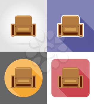 armchair furniture set flat icons vector illustration isolated on white background