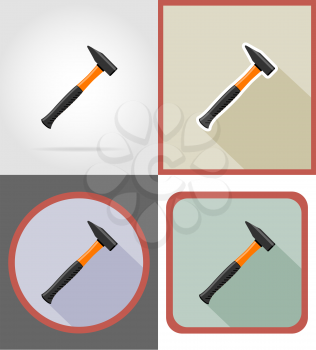 hammer repair and building tools flat icons vector illustration isolated on white background
