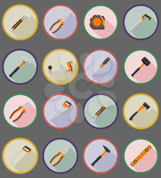 repair and building tools flat icons vector illustration isolated on white background