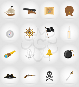 pirate flat icons vector illustration isolated on white background