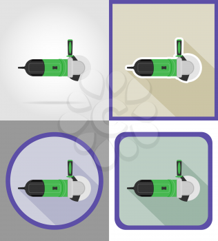 electric grinder tools for construction and repair flat icons vector illustration isolated on background