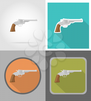 revolver wild west flat icons vector illustration isolated on background