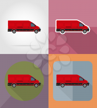 mini bus flat icons vector illustration isolated on background