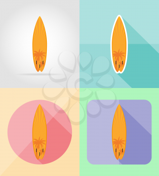 surfboard flat icons vector illustration isolated on background